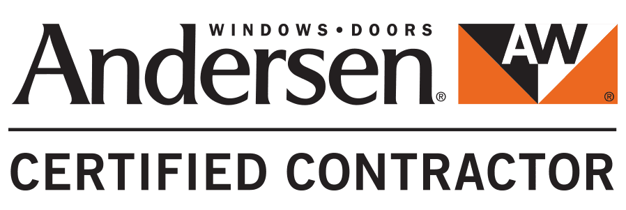 andersen-logo Andersen Windows and Doors certified contractor logo featuring the AW emblem in black and orange.